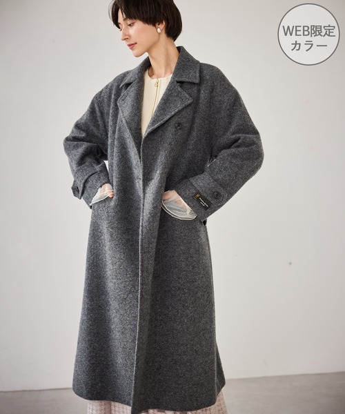 [早い者勝ち]ATHA ストライプ ロングコート the last flower of the afternoon｜アンゴラ シャギー カラー