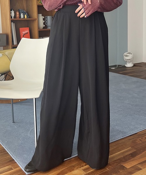 STYLEBLOCK(スタイルブロック)の「レーヨンライクワイドパンツ(その他パンツ・レディース・ダークグリーン/ブラウン/ブラック・FREE)」の1枚目の写真
