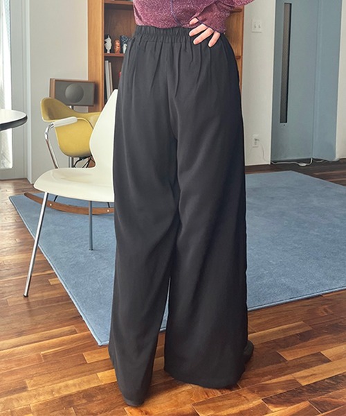 STYLEBLOCK(スタイルブロック)の「レーヨンライクワイドパンツ(その他パンツ・レディース・ダークグリーン/ブラウン/ブラック・FREE)」の6枚目の写真