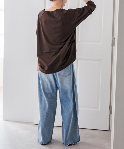 スピックアンドスパン　ボートネックバックタックプルオーバー 追加2》ボートネックバックタックプルオーバー（Tシャツ/カットソー