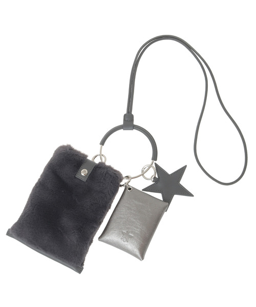 CONVERSE TOKYO(コンバーストウキョウ)の「ECO-FUR MULTI RING SHOULDER BAG(ショルダーバッグ・レディース・チャコールグレー/ベージュ・FREE)」の2枚目の写真