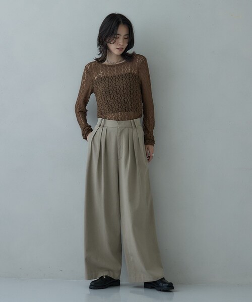 GALLEST(ギャレスト)の「タックワイドパンツ(その他パンツ・レディース・ブラック/ベージュ/オフホワイト・40/38/36)」の6枚目の写真