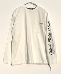 T-MAC OUTING（ティーマック アウティング）の「T-MAC 袖プリント　オーバーサイズ長袖Tシャツ　ロゴ刺繍　ドローコード　ルーズシルエット　ロンT（Tシャツ/カットソー）」