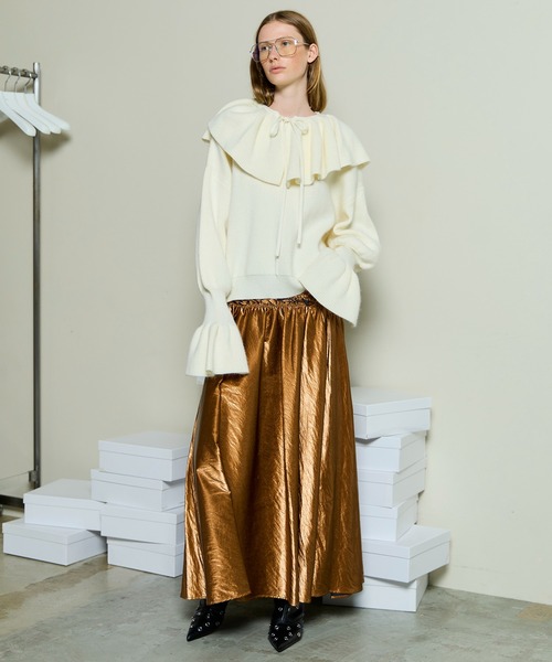 MAISON SPECIAL(メゾンスペシャル)の「Metallic Flare Skirt / メタリックフレアスカート(スカート・レディース・ブラック/シルバー/ブラウン・38/36)」の5枚目の写真