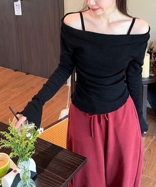 セール】オープンショルダー フレアスリーブトップ（その他トップス