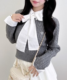 INGNI | ボウタイシャツドッキングケーブルニット(ニット/セーター)