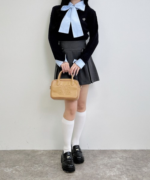 INGNI（イング）の「ボウタイシャツドッキングケーブルニット（ニット/セーター・レディース・ネイビー系8/グレー×ホワイト/ワイン系2・M）」の14枚目の写真