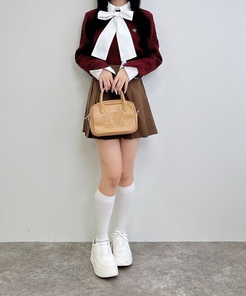 INGNI（イング）の「ボウタイシャツドッキングケーブルニット（ニット/セーター・レディース・ネイビー系8/グレー×ホワイト/ワイン系2・M）」の20枚目の写真