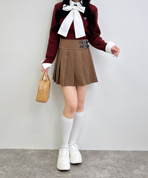 INGNI（イング）の「ボウタイシャツドッキングケーブルニット（ニット/セーター・レディース・ネイビー系8/グレー×ホワイト/ワイン系2・M）」の21枚目の写真