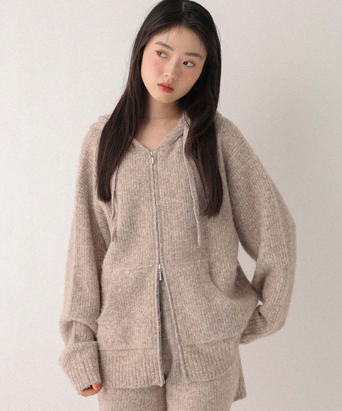 Heather（ヘザー）の「WZIPニットフーディ　603658（ニット/セーター・レディース・アイボリー/チャコールグレー/ベージュ・FREE）」の17枚目の写真