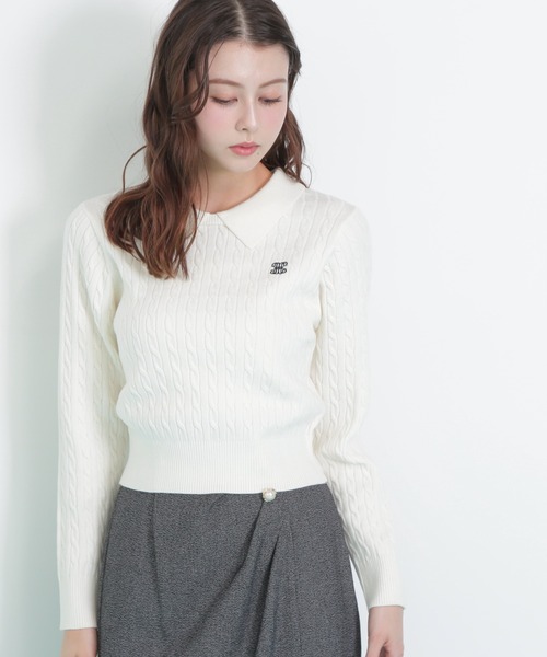JILL by JILL STUART(ジルバイジルスチュアート)の「◇レイヤード衿ケーブルニット(ニット/セーター・レディース・グレー/グリーン/レッド/ホワイト・FREE)」の22枚目の写真