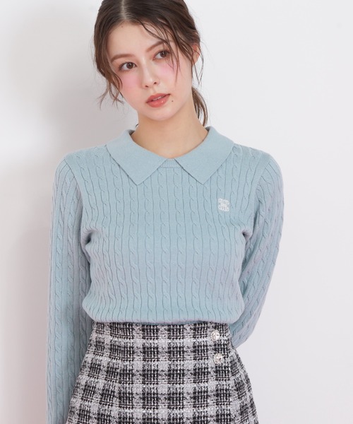 JILL by JILL STUART(ジルバイジルスチュアート)の「◇レイヤード衿ケーブルニット(ニット/セーター・レディース・グレー/グリーン/レッド/ホワイト・FREE)」の13枚目の写真