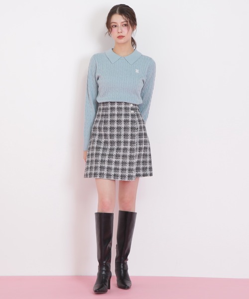 JILL by JILL STUART(ジルバイジルスチュアート)の「◇レイヤード衿ケーブルニット(ニット/セーター・レディース・グレー/グリーン/レッド/ホワイト・FREE)」の18枚目の写真