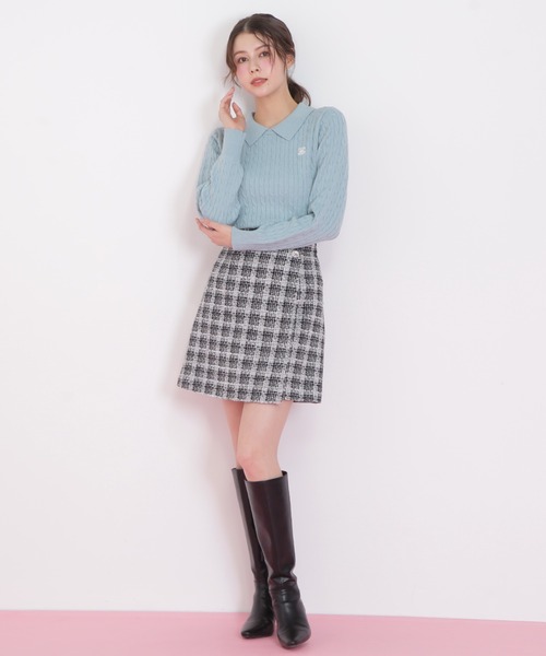 JILL by JILL STUART(ジルバイジルスチュアート)の「◇レイヤード衿ケーブルニット(ニット/セーター・レディース・グレー/グリーン/レッド/ホワイト・FREE)」の20枚目の写真
