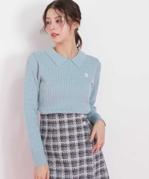 JILL by JILL STUART(ジルバイジルスチュアート)の「◇レイヤード衿ケーブルニット(ニット/セーター・レディース・グレー/グリーン/レッド/ホワイト・FREE)」の16枚目の写真