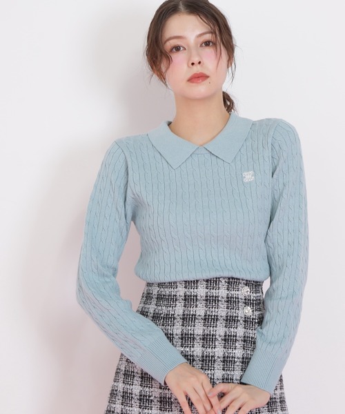 JILL by JILL STUART(ジルバイジルスチュアート)の「◇レイヤード衿ケーブルニット(ニット/セーター・レディース・グレー/グリーン/レッド/ホワイト・FREE)」の15枚目の写真