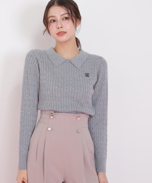 JILL by JILL STUART(ジルバイジルスチュアート)の「◇レイヤード衿ケーブルニット(ニット/セーター・レディース・グレー/グリーン/レッド/ホワイト・FREE)」の7枚目の写真