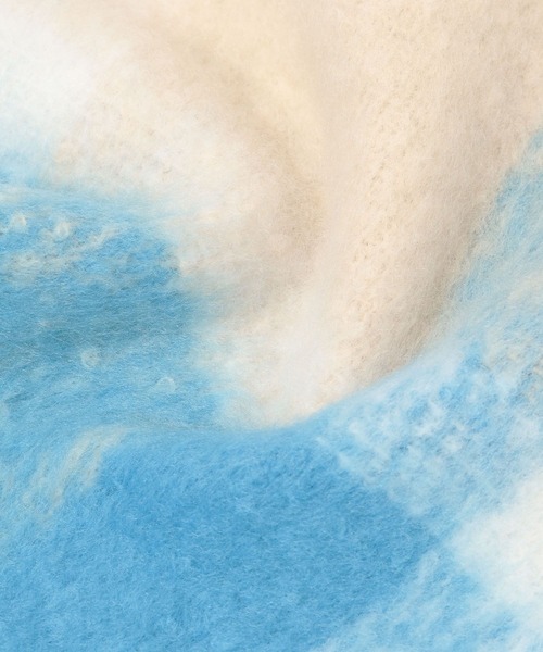 BAYFLOW（ベイフロー）の「チェック太フリンジマフラー（マフラー・レディース・ライトブルー/オレンジ/イエロー/グレー・FREE）」の22枚目の写真