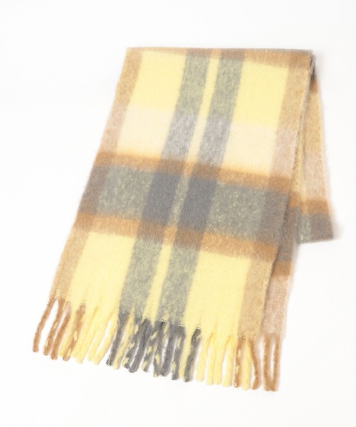 BAYFLOW（ベイフロー）の「チェック太フリンジマフラー（マフラー・レディース・ライトブルー/オレンジ/イエロー/グレー・FREE）」の11枚目の写真