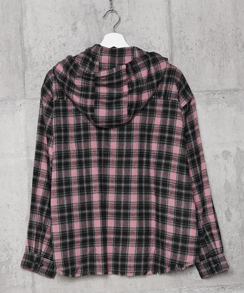 1111clothing(ワンフォークロージング)の「フリンジ チェックシャツパーカー / Fringe Check Shirt Hoodie(シャツ/ブラウス・メンズ・イエロー/パープル/ピンク/ブラック・M/L)」の13枚目の写真