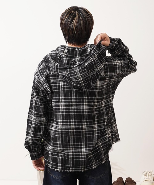 1111clothing(ワンフォークロージング)の「フリンジ チェックシャツパーカー / Fringe Check Shirt Hoodie(シャツ/ブラウス・メンズ・イエロー/パープル/ピンク/ブラック・M/L)」の18枚目の写真