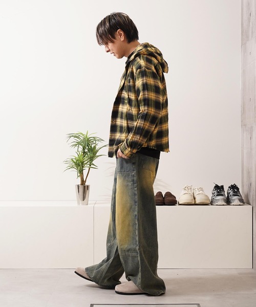 1111clothing(ワンフォークロージング)の「フリンジ チェックシャツパーカー / Fringe Check Shirt Hoodie(シャツ/ブラウス・メンズ・イエロー/パープル/ピンク/ブラック・M/L)」の21枚目の写真