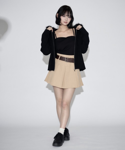 tinkerend(ティンカーエンド)の「Fur Hoodie Knit Parka / ファーフーディーニットパーカー(ニット/セーター・レディース・ブラック/グレー・FREE)」の10枚目の写真