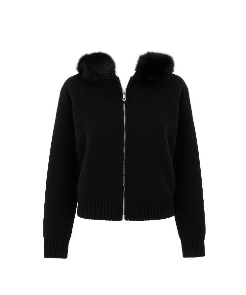tinkerend(ティンカーエンド)の「Fur Hoodie Knit Parka / ファーフーディーニットパーカー(ニット/セーター・レディース・ブラック/グレー・FREE)」の22枚目の写真