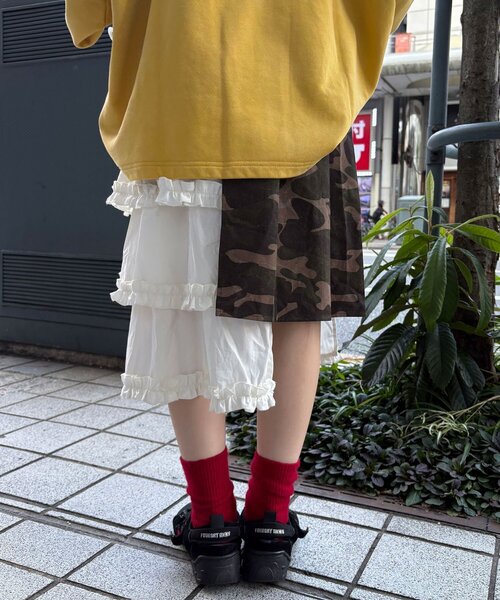 まるお(@_maruoo0___)企画】レース切替迷彩巻きスカート