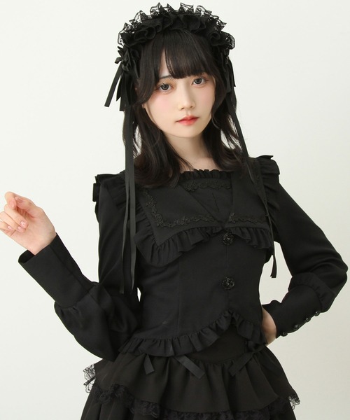 DearMyLove(ディアマイラブ)の「ゴシック風十字架バラレースフリルセーラーブラウス(シャツ/ブラウス・レディース・ブラック/ボルドー/パープル・MEDIUM/LARGE/LL/3L)」の2枚目の写真