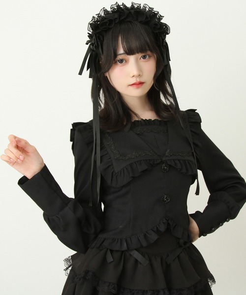 DearMyLove(ディアマイラブ)の「ゴシック風十字架バラレースフリルセーラーブラウス(シャツ/ブラウス・レディース・ブラック/ボルドー/パープル・MEDIUM/LARGE/LL/3L)」の6枚目の写真