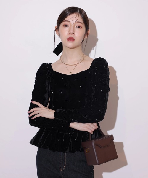 ベロア刺繍ペプラムブラウス（シャツ/ブラウス）｜Rirandture（リ