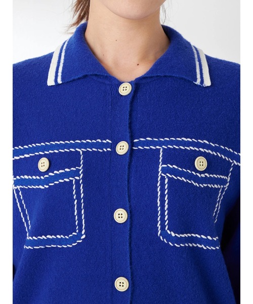 McGREGOR(マックレガー)の「【EDIT-B】ニットショートジャケット(カーディガン/ボレロ・レディース・ロイヤルブルー/ブラック・M)」の3枚目の写真