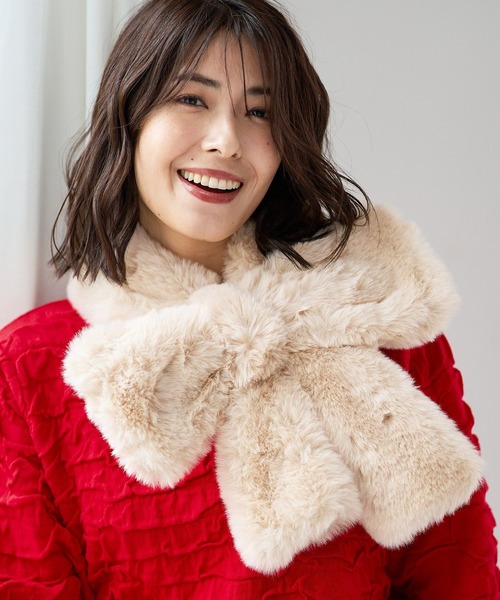 FOUND GOOD（ファウンドグッド）の「リボンマフラー（マフラー・レディース・ベージュ/ブラック・FREE）」の2枚目の写真