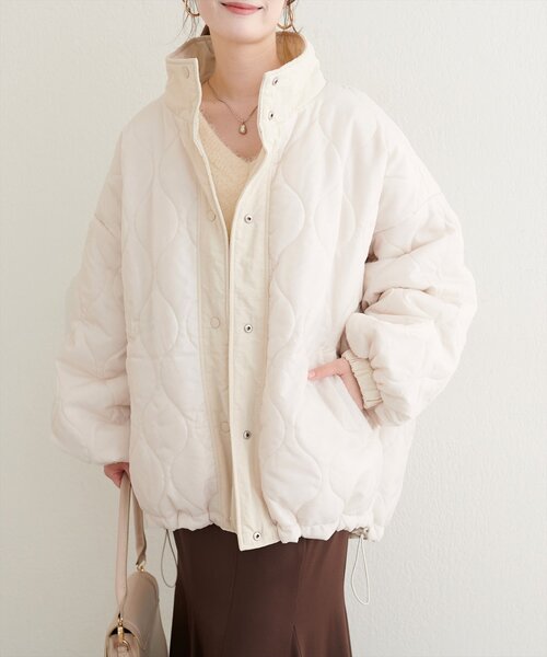 natural couture（ナチュラルクチュール）の「ナイロンワッシャーリバーシコート（ダウンジャケット/コート・レディース・ブラック/アイボリー/グリーン/ベージュ・FREE）」の9枚目の写真