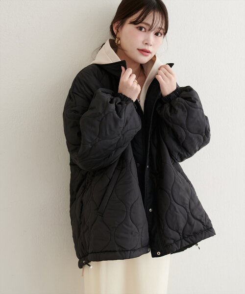 natural couture（ナチュラルクチュール）の「ナイロンワッシャーリバーシコート（ダウンジャケット/コート・レディース・ブラック/アイボリー/グリーン/ベージュ・FREE）」の19枚目の写真