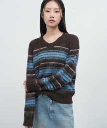 hairy stripe loose fit pullover ヘアリーボーダールーズニットプルオーバー