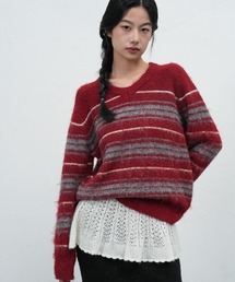 【GENERAL IDEA】ヘアリーボーダールーズニットプルオーバー / HAIRY STRIPE LOOSE FIT PULLOVER