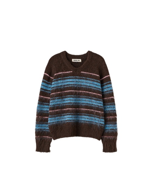 GENERAL IDEA（ジェネラルアイデア）の「hairy stripe loose fit pullover ヘアリーボーダールーズニットプルオーバー（ニット/セーター・レディース・ブラウン/チャコール/レッド・M/L/S）」の19枚目の写真