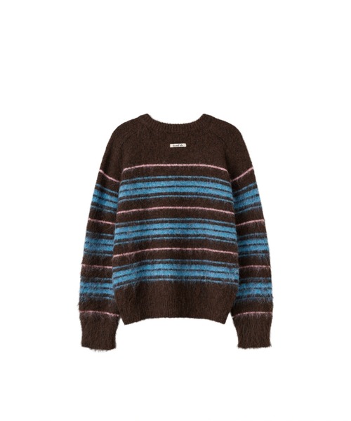 GENERAL IDEA（ジェネラルアイデア）の「hairy stripe loose fit pullover ヘアリーボーダールーズニットプルオーバー（ニット/セーター・レディース・ブラウン/チャコール/レッド・M/L/S）」の20枚目の写真