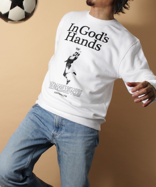 LIBERTY CITY（リバティシティ）の「【LIBERTY CITY/リバティーシティ】 [IN GOD'S HANDS] ライト・スウェット・クルーネック（スウェット・メンズ・グリーン/ブルー/ホワイト・2/4/3）」の2枚目の写真