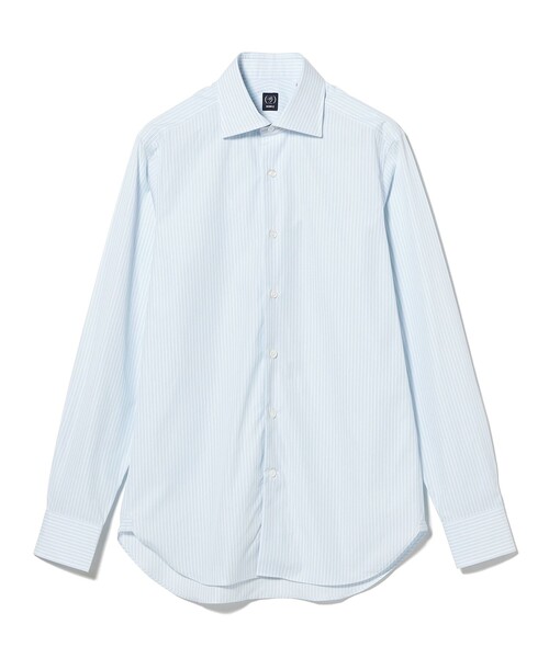 BEAMS F(ビームスエフ)の「コットン ブルー マルチストライプ ワイドカラーシャツ(シャツ/ブラウス・メンズ・サックスブルー・37/38/40/41/42/39)」の3枚目の写真
