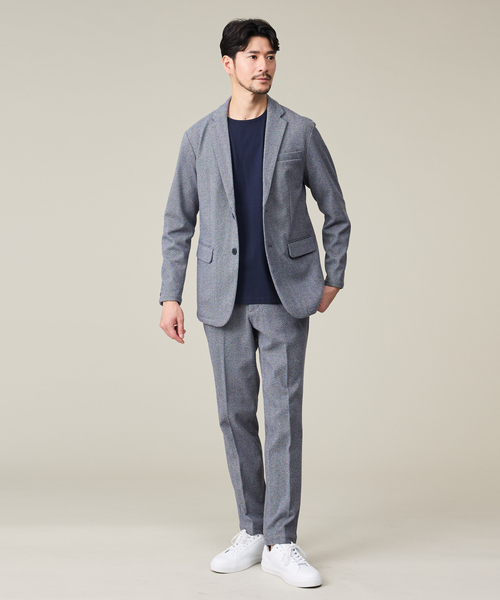 ABAHOUSE GRAY(アバハウスグレイ)の「【上下2点SET/WEB限定】ヘリンボーン ジャガード ニットセットアップ / スーツ(セットアップ・メンズ・ブルー/チャコールグレー/ブラック・44/46/48/50)」の3枚目の写真