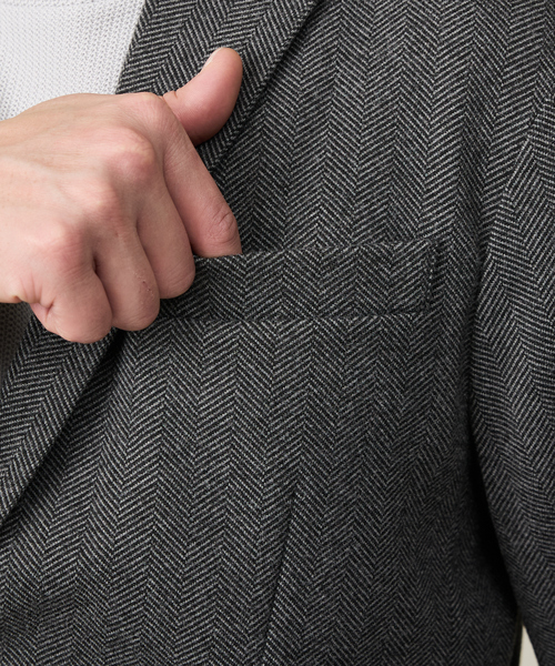 ABAHOUSE GRAY(アバハウスグレイ)の「【上下2点SET/WEB限定】ヘリンボーン ジャガード ニットセットアップ / スーツ(セットアップ・メンズ・ブルー/チャコールグレー/ブラック・44/46/48/50)」の10枚目の写真
