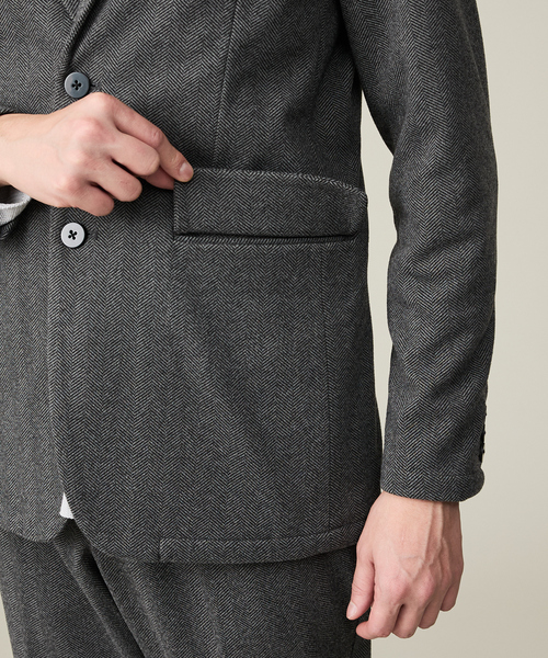ABAHOUSE GRAY(アバハウスグレイ)の「【上下2点SET/WEB限定】ヘリンボーン ジャガード ニットセットアップ / スーツ(セットアップ・メンズ・ブルー/チャコールグレー/ブラック・44/46/48/50)」の11枚目の写真