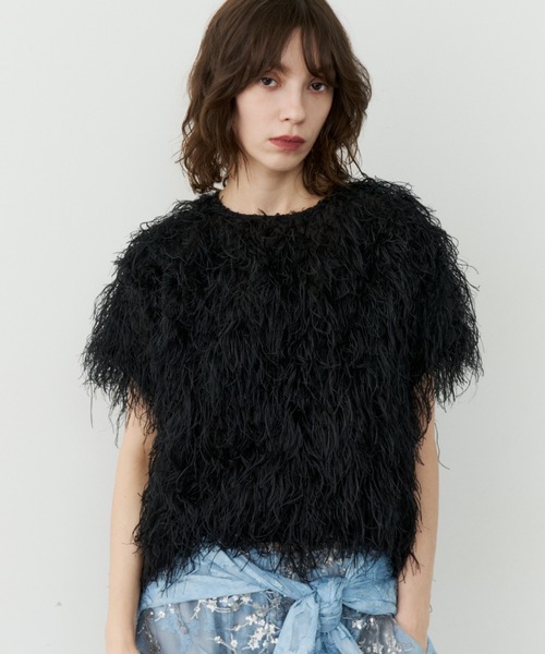 yae(ヤエ)の「Fluffy T-shirt blouse/フラッフィーTシャツブラウス(シャツ/ブラウス・レディース・ホワイト/ブラック・FREE)」の1枚目の写真