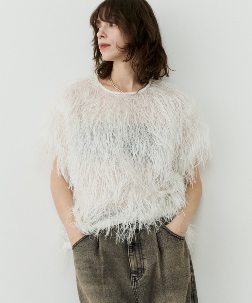 yae(ヤエ)の「Fluffy T-shirt blouse/フラッフィーTシャツブラウス(シャツ/ブラウス・レディース・ホワイト/ブラック・FREE)」の13枚目の写真