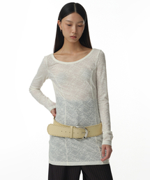 MILLO WOMEN（ミロウーマン）の「Floral Scoop Neck T-Shirts [Ivory]（Tシャツ/カットソー）」