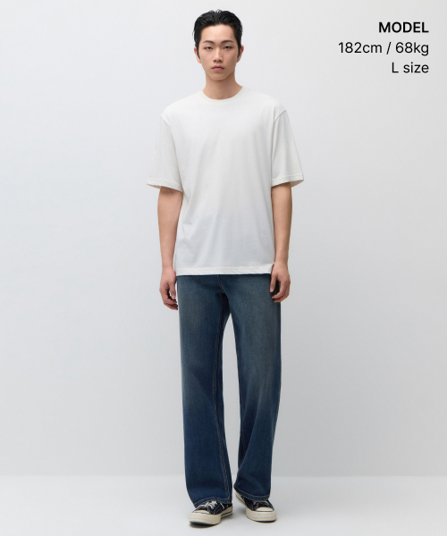 MUSINSA STANDARD（ムシンサスタンダード）の「[クールタンダード] リラックスフィットクルーネックTシャツ [クリーム]（Tシャツ/カットソー・メンズ・その他・SMALL/MEDIUM/LARGE/X-LARGE/XX-LARGE/XXX-LARGE）」の2枚目の写真