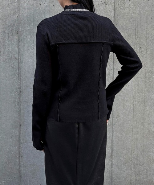 &g'aime（アンジェム）の「【&ｇ'aime 】レイヤードライクニット Layered Style Knit（ニット/セーター・レディース・オレンジ/ブラック/チャコールグレー/グレイッシュベージュ・FREE）」の5枚目の写真